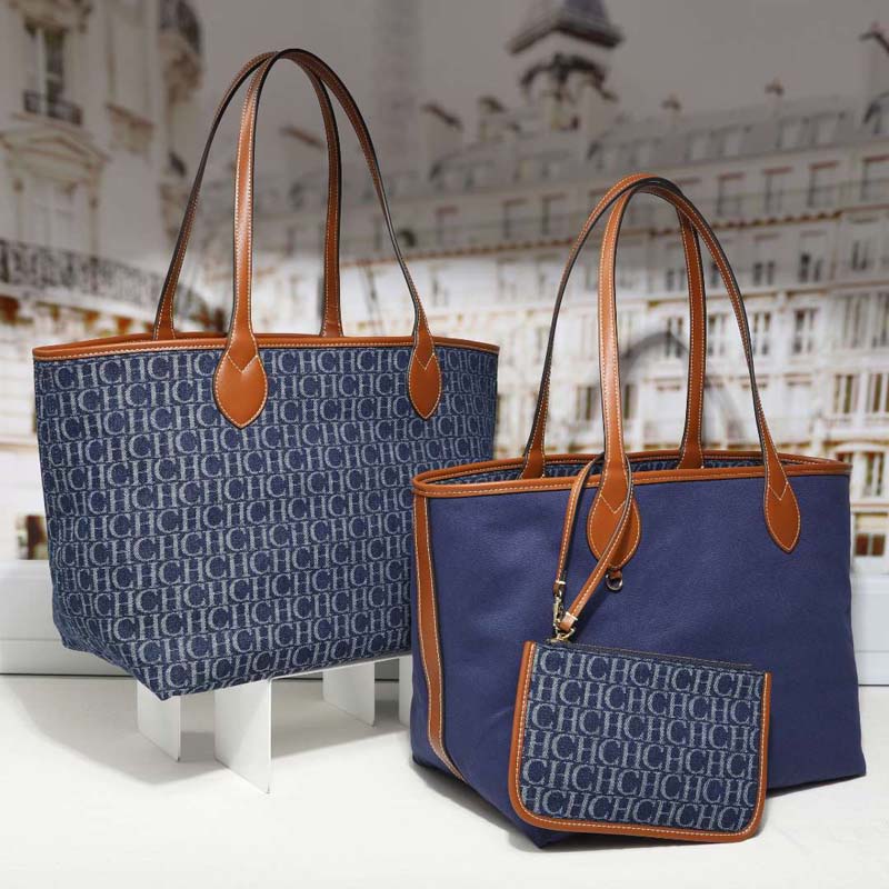 Tote Bag Leather Monogram - Dżinsowa torba typu tote z monogramem,
