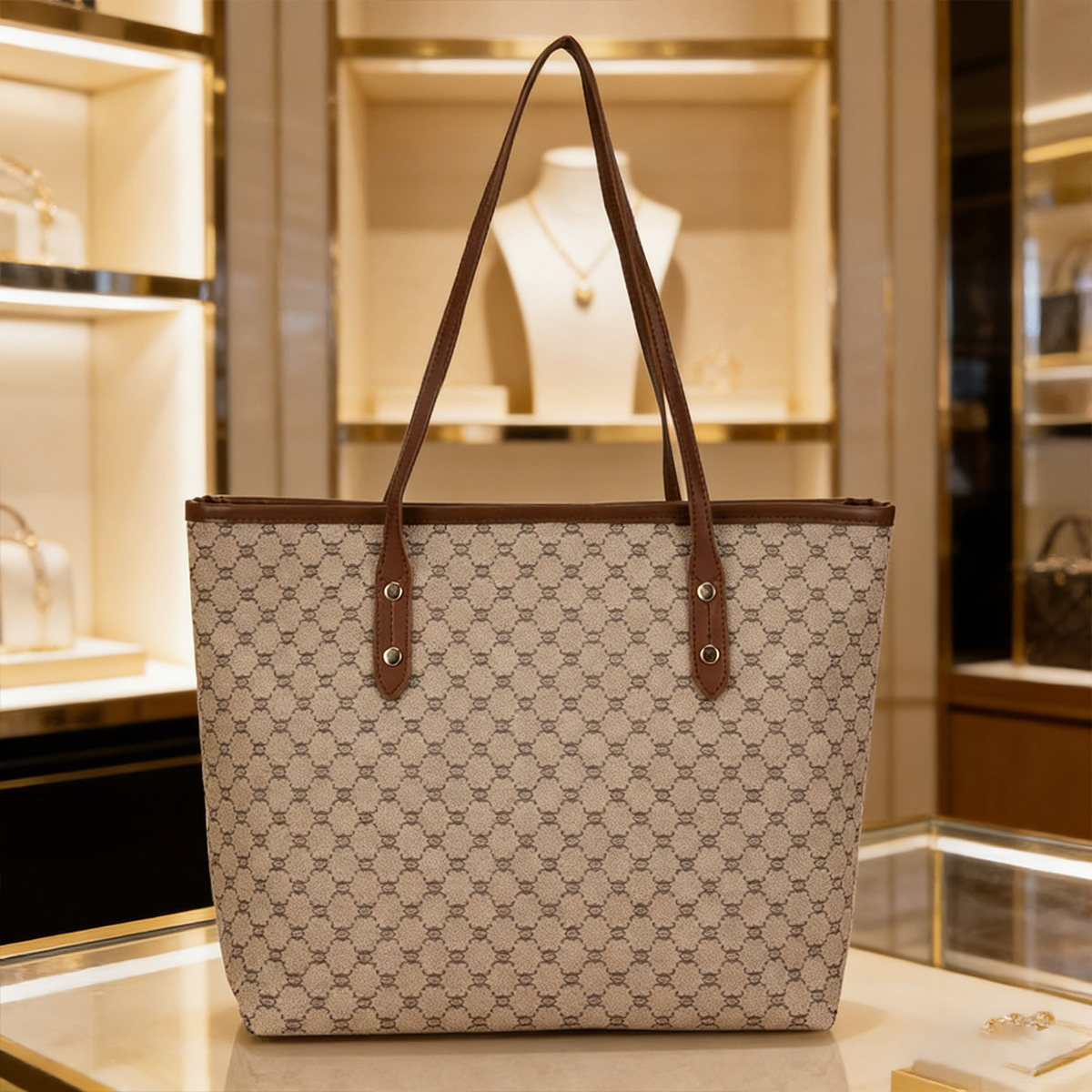 Tote Bag Leather Monogram - Luksusowa torebka damska w stylu vintage
