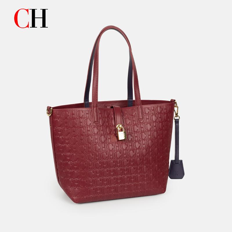 Tote Bag Leather Monogram - Torba damska CH z wytłaczanym monogramem,